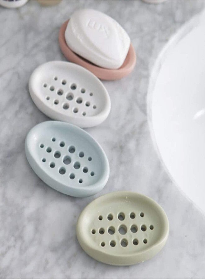 Mockery Soap Holder Tray with Drain Holes for Shower Scrubber Bathroom Kitchen Sponge, Self Draining Non-Slip Stand Soap Holder, Silicone Drainer Dish (White) - Image 2